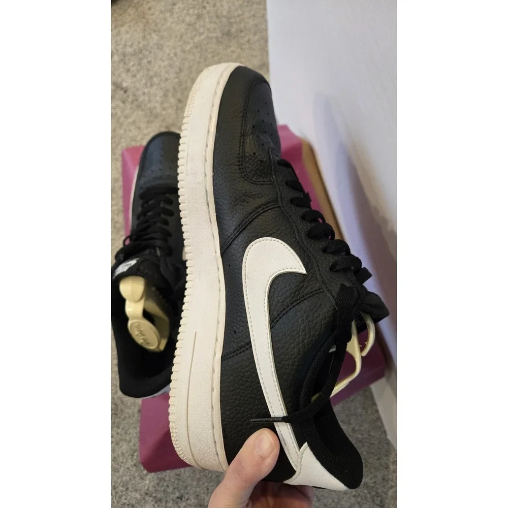 Nike Air Force 1 '07 Blk White Leather Sneakers Men's 12 CT2302-002 Classic AF1